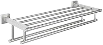 Alise GZ8050-LS Bathroom Lavatory Towel Rack Towel Shelf with Two Towel Bars Wall Mount Holder,20-Inch SUS 304 Stainless Steel Brushed Nickel