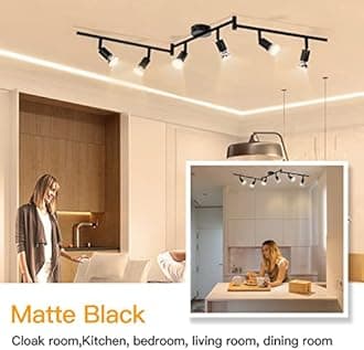wowatt LED Ceiling Light Rotatable, 6 Way Black Ceiling Spotlights Including 6 x 5W GU10 LED Light Bulbs, 2800K Warm White Spot Lights 420LM, Kitchen Light Fittings for Bedroom, Living Room, Hallway