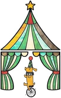 Window Stickers, ‌Stained Glass Window Privacy Film, UV Blocking Static Cling for Home Kitchen Office Bathroom, Circus, 17.72" X 31.5"