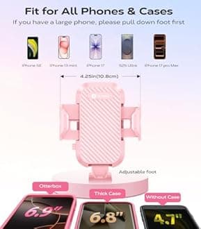 VICSEED Ultra Stable Pink Phone Holders for Your Car [Never Fall Off & Break] Universal Vent Cell Phone Mount for Car Easy Clamp Automobile Cradle for iPhone 17 Pro Max 16 15 14 Car Accessories Women