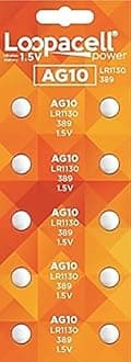 - LOOPACELL 10 Pack AG10 Alkaline Watch Batteries - LR1130, SR1130W, 389, 189