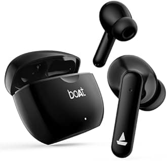 Boat Airdopes 120 Truly Wireless in Ear Ear Buds w/in Ear Detection, 40 hrs Playtime Quad Mics with ENx™ Tech, ASAP™ Charge, IWP™ Tech, Beast™ Mode with 65 ms Low Latency, BTv5.3 & IPX4(Active Black)