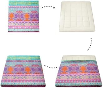 MAXYOYO Mattress Cover for Traditional Japanese Futon Mattress, Futon Floor Mats Cover with Zipper, Super Soft and Machine Washable, Bohemian, Twin