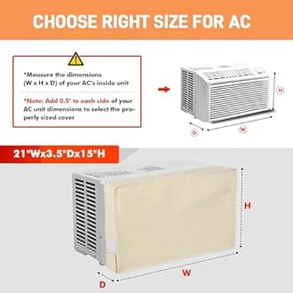 21"Lx15"Hx3.5"D Indoor Air Conditioner Cover for Window Units, 3 Layers Insulation AC Cover for Inside Wall Unit with Aluminum Foil and 2mm Foam, Windproof Window Air Conditioner Cover Inside, Beige