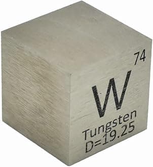 20mm Tungsten Cube W 99.95% Wolfram Block Element Cube Pure 10mm Density Cube for Element Collection Periodic Table Hunter, and More (0.79", Tungsten)