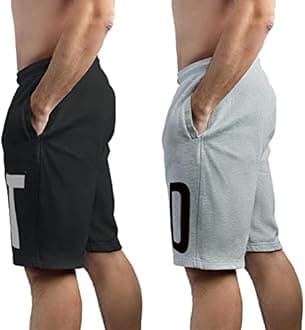 hotfits Men's Black & Grey Cotton Gym Regular Shorts-Pack of 2