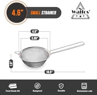 Walfos Fine Mesh Strainers, Premium Stainless Steel Colanders and Sifters, with Reinforced Frame and Sturdy Handle, Perfect for Sift, Strain, Drain and Rinse Vegetables, Pastas and Teaï¼Ë†4.7")