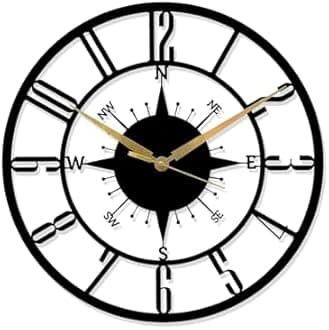 Metal Wall Clock for Home Stylish Latest, Antique Modern Big Size Designer Wall Watch for Living Room, Bedroom, Hall, Office (Black, 40 cm) DA-100