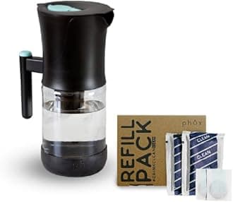 Phox V2 Water Filter | 2.2L Glass Water Filter Jug and Cartridge | 3 Month Supply (Clean pack)