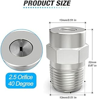 MEANLIN 40 Degree Surface Cleaner Tips, 1/4 Inch NPT Male, 2.5 Orifice, 4000 PSI Threaded Spray Nozzles, Replacement for Water Gun, Water Broom and Surface Cleaner (2-Pack)
