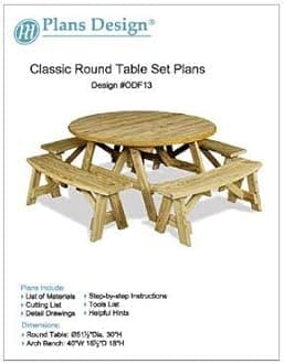 Classic Round Picnic Table Set Woodworking Plans / Pattern, #ODF13