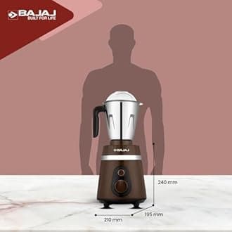 Ninja Series Powergrind 1000 W Mixer Grinder With 3 Jars (Stainless Steel Jars) | DuraCut Blades For Lifetime Grinding | Double Ball Bearing 1000W Motor | 1 Yr Warranty【Brown/Chrome】