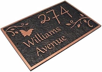 Address Plaque - Handcrafted Carving Sign - Large House Number - Vintage Address Plaque - 12" x 8" - Personalized Address Plaquer for Yard Sign, Enterprise, Office, 911 Visibility Signage (Styles 12)