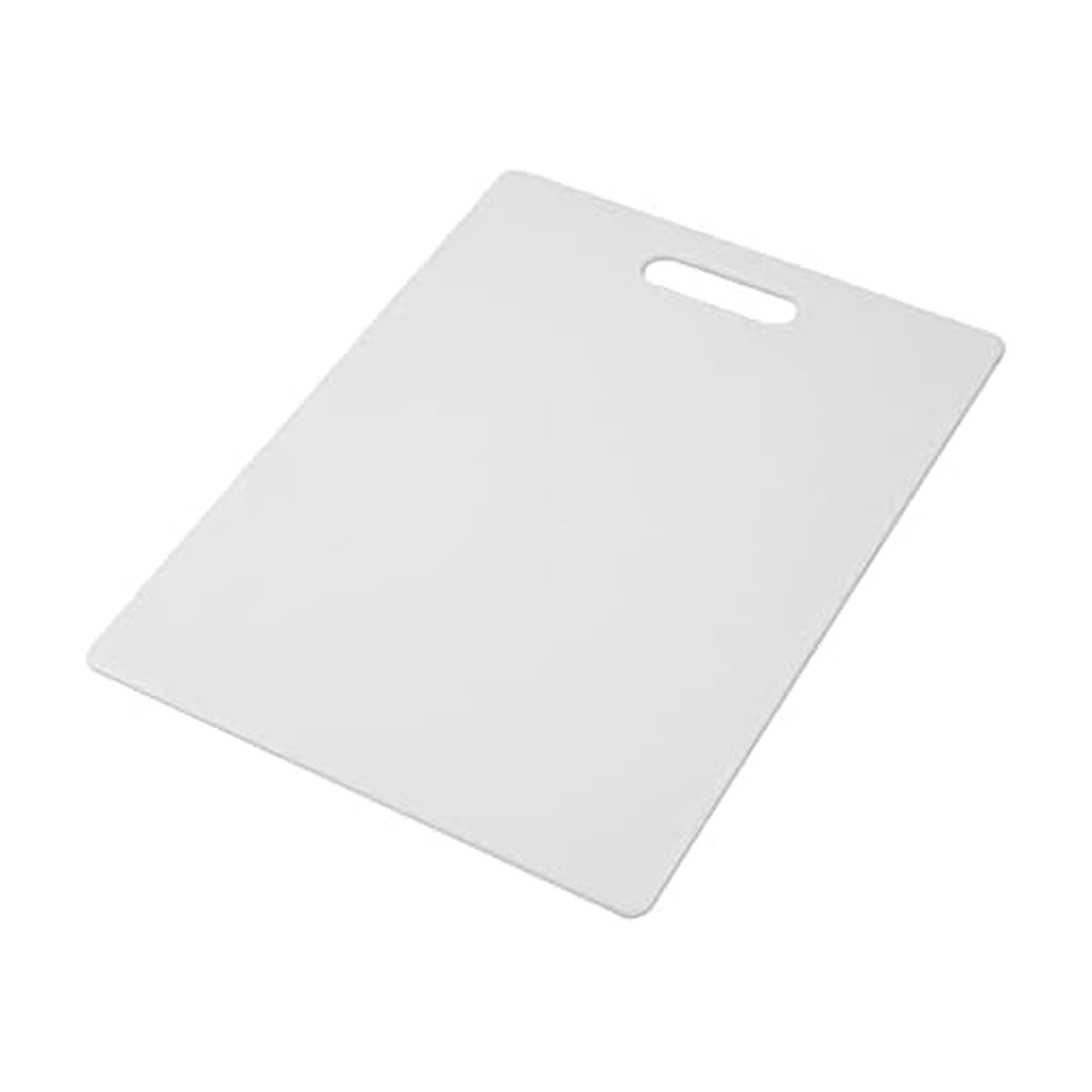 Large Cutting Board, Dishwasher- Safe Plastic Chopping Board for Kitchen with Easy Grip Handle, 11-inch by 14-inch, White