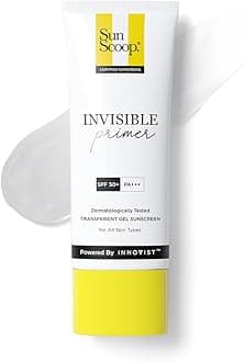 SunScoop Invisible Primer Sunscreen 45g | Transparent Velvety Primer Like Finish | Minimises Pores | Gives flawless base for Makeup | Added SPF 50+ PA++++ Protection