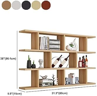LITFAD 3-Shelf Modern Wood Bookcase Floating Shelf for Wall Storage Wall Mounted Book Shelf Wall Shelf for Living Room Study Room Office - Brown 31.4" L x 5.9" W x 37.9" H