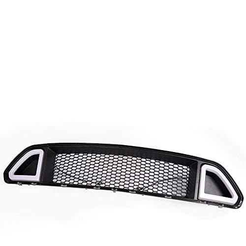 CHEDA Mesh Front Bumper Upper Hood Grille, Compatible With 2015-2017 Ford Mustang, With DRL LED White Light