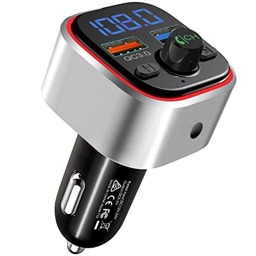 Bluetooth 5.0 FM Transmitter for Car, EatekPower QC3.0 Wireless Bluetooth FM Radio Adapter, Car Charger with LED Backlit, Hands-Free Calling, Music Player Support TF Card & U Disk