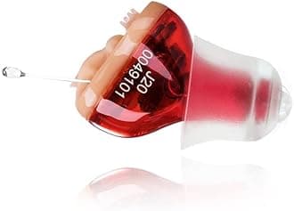 Hearing Amplifier Aid, In Ear Hearing Aids, Battery Operated Sound Amplifier, Single Hearing Aid for Seniors, Invisible Sound Enhancer Red(Right Ear)