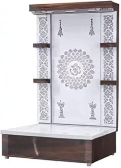 Wooden Temple White LED Light for Home and Office|Home Temple|Puja Mandir|Wall Hanging & Table Top Home Mandir(TMP09) SIZE-36x24x16 In