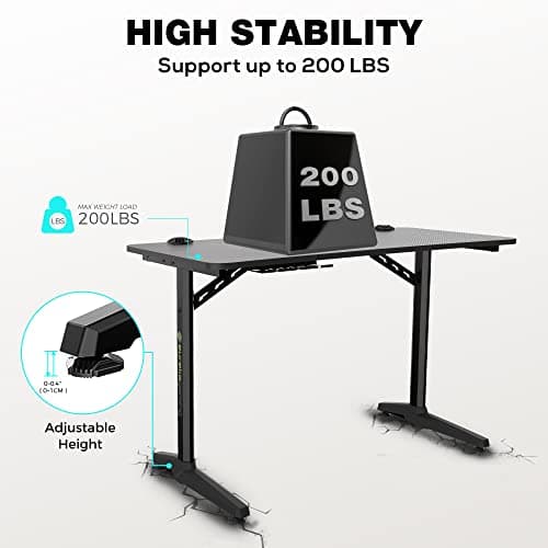 EUREKA ERGONOMIC Gaming Desk Large Gaming Table Gaming Computer desk T Shaped Gaming Computer Table for PC Home and Office Black (‎112 * 60 * 77 cm)