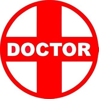 Car Doctor Sign Logo Sticker Red | Premium Vinyl Waterproof Car & Bike Decal | Universal Auto Emblem Badge for Bumper, Hood & Window | Pack of 2 (14.5 x 14.5 cm)