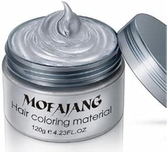 Acosexy Grey Hair DyeTemporary Hair Wax,4.23oz Instant Hairstyle Mud Cream, Natural Hair Coloring Wax Material Disposable Hair Styling Clays Ash for Cosplay,Party,Masquerade, Halloween.etc (Sliver)