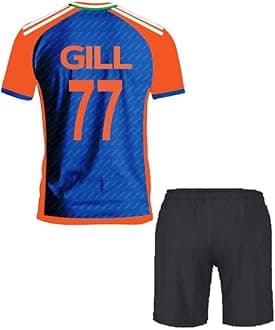 PRIVIC Gill 77 T20 India Cricket Jersey Tshirt with Set for (Men,Kids,Boys)