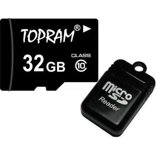 TOPRAM 32GB MicroSD MicroSDHC Card Class 10 32G C10 SHDC with SD Adapter and R11 Micro USB Flash Card Reader / Writer