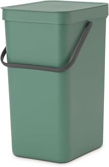 Brabantia Sort & Go Kitchen Recycling Bin | S / 4.2 Gal / 16L | Fir Green | Removable Stay-Open Lid, Carry Handle | Trash Can for Bottles, Cans, Paper, Glass | Wall-Mounting Bracket Included