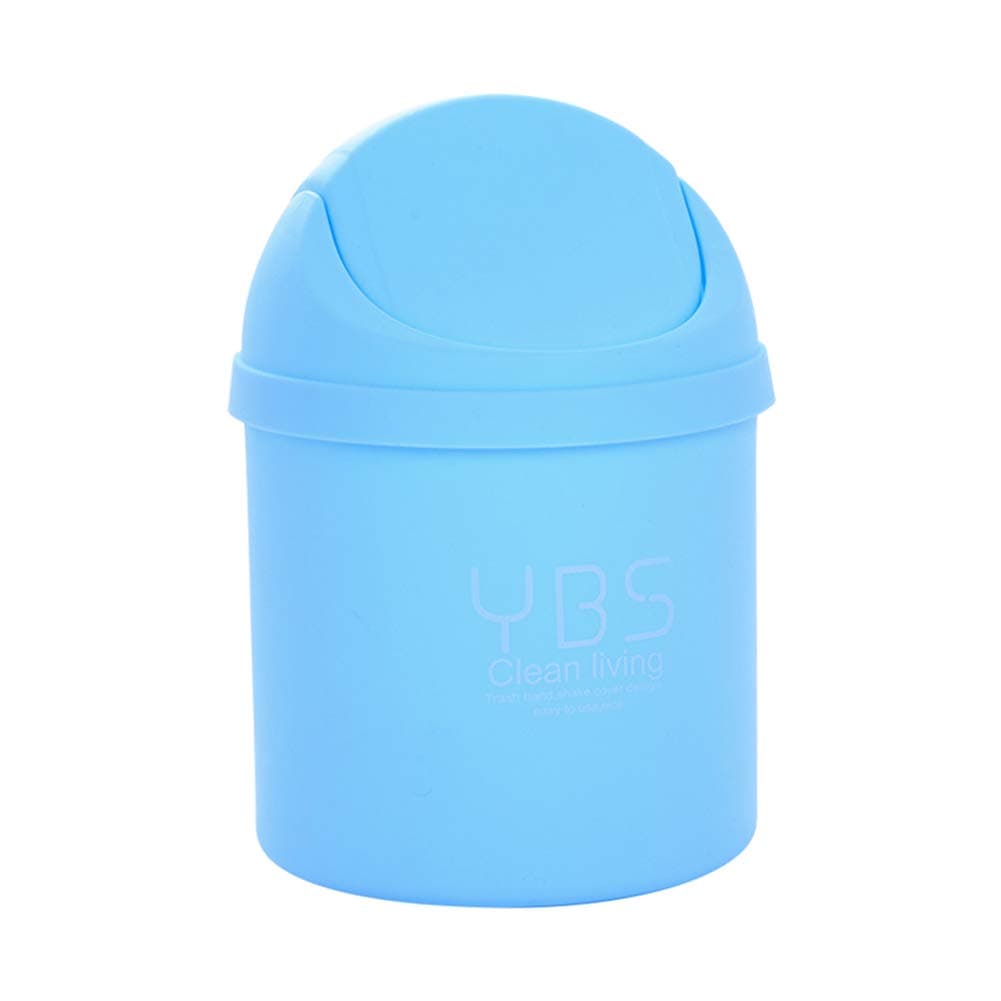 Depory Mini Trash Can Shaking Trash Bin Creative Desktop Waste Bin for Home Kitchen or Office Desk Storage Box(Blue)