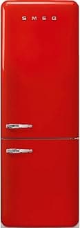 Smeg FAB38 Retro Style Refrigerator with Bottom Freezer – Made in Italy – Multiflow Cooling – LED Lighting – Glossy Finish – 3 Adjustable Glass Shelves - Red