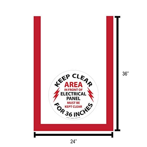 Superior Mark AMZ-R-EPK Electrical Panel Floor Marking Kit, 17.5" Rubber Sign with Border (1 Piece), 36" Length x 24" Width (3 Pieces), Red (Pack of 4)