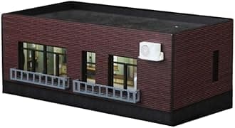 1:64 LED Building Block Scene Simulation Model, Diorama Stackable Residential Building Model Scene, Illuminated Car Model Collection for Office Or Living Room, Ideal Toy (B)