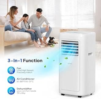 Bonnlo 8000BTU Portable Air Conditioner, 4-in-1 Air Conditioning Unit, Dehumidifier, Sleep Mode, Fan with 2 Speeds - Remote Control and Digital Display, 24H Timer, with 400cm Window Seal kit