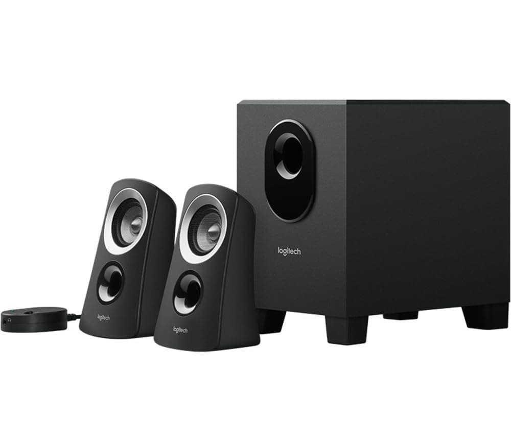 Z313 2.1 Multimedia Speaker System, Full Range Audio, 50 Watts Peak Power, 3.5 mm Audio Inputs, EU Plug, PC/PS4/Xbox/TV/Smartphone/Tablet/Music Player Black, 980-000413, Z313 980-000413