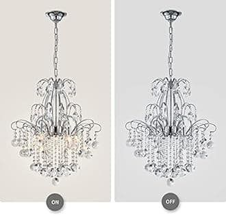 WUZUPS Crystal Chandelier 5-Light Pendant Ceiling Light Modern Lighting Fixture for Bedroom Hallway Bar Kitchen Bathroom, H 57 x W 50, E14 Base, Chrome