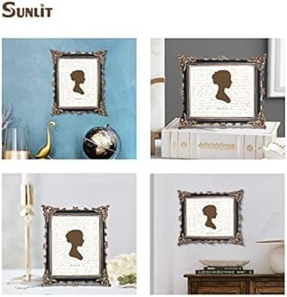 Sunlit Vintage Picture Frame 8x10 Inch, Luxury Antique Photo Frames with Glass Front, Photo Display, Tabletop Wall Hanging, Gift Ideas, Black