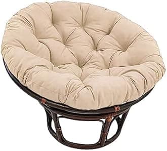 Large Round Papasan Chair Cushion, Thick Outdoor Rocking Chair Cushion, Rattan Hanging Basket Cushion, Egg Nest Replacement Pad(Khaki,70 * 70cm)