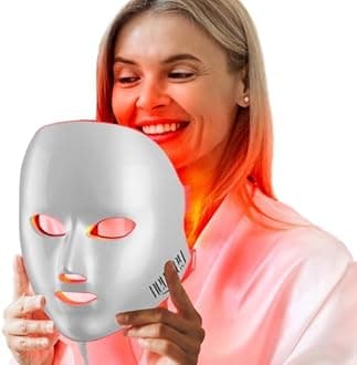 NEWKEY LED Face Mask Light Therapy, LED Facial Skin Care Mask, 7 Colors Red and Blue Light Therapy Mask, Photon LED Mask for Acne Reduction - Anti Wrinkles