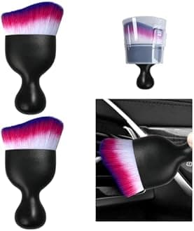 Ziciner 2 PCS Car Detailing Brush, Curved Soft Bristles Auto Removal Dust Collector, Universal Vehicle Dashboard, Air Conditioner Vents, Computer etc Interior Cleaning Tool Accessories(White/Red/Blue)