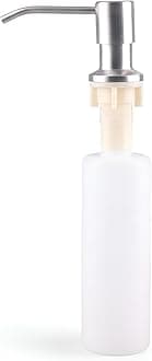 amiciCare Kitchen Sink Soap Dispenser Top Refill Built-in Countertop S.S Steel Dispenser Pump with 360 Degree Rotating Head and 300ml Soap Bottle (Dispenser Pump with Bottle), Alloy Steel