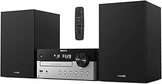 Bluetooth Stereo System for Home with CD Player, MP3, USB, Audio in, FM Radio, Bass Reflex Speaker, 60W, Remote Control Included