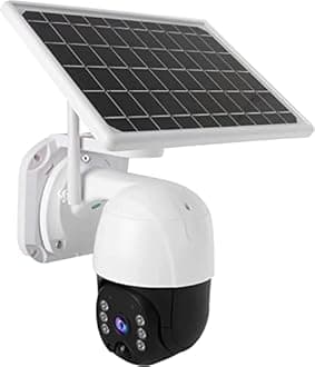 Solar Powered Wifi IP Security Camera, Full HD 1080P 3MP PTZ with Night Vision, IP 66, Remote Control, PIR Motion Sensor, Built-in Microphone, Micro SD Support, House Security Dome Camera