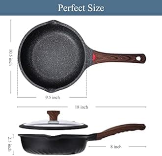 Vinchef Nonstick Deep Frying Pan Saute Pan with Lid, 10in/3Qt Skillet Pan, German 3C+ Ceramic Coating Technology, Aluminum Casting, Induction Compatible