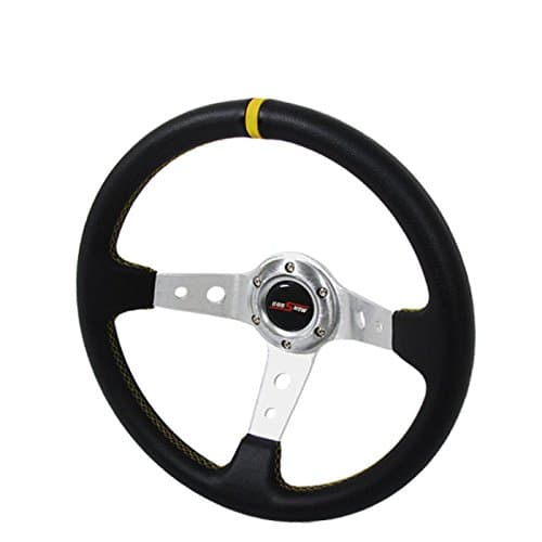 350mm Deep Dish Steering Wheel 6 Bolt Universal Custom (Chrome Yellow)