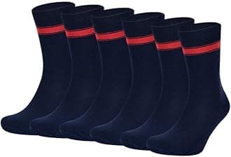 Kv Kendriya Vidyalaya Navy Blue with Red Stripes Calf Length Cotton School Socks for Boys & Girls (Pack of 6 Pairs)