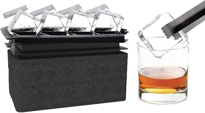 LEMONSODA Crystal Clear Ice Cube Maker Tray - Makes 8 2" Square Ice Cubes Mold for Whiskey, Scotch, and Cocktails - Premium Packaging