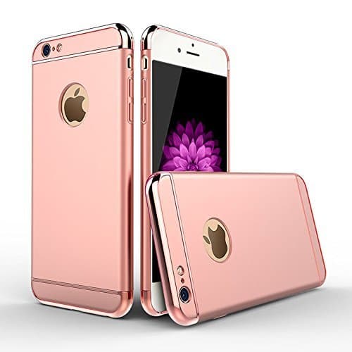 AUPHI GUARD™ 3 in 1 (Top + Bottom + Back) Shockproof Dual Layer Electroplated Case Cover for iPhone 6 Plus (Rose Gold)