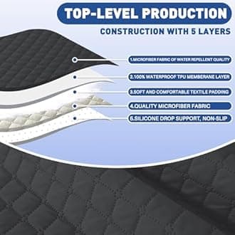 XINEAGE Quilted Chair Sofa Cover Waterproof Chair Covers for Armchair, Super Soft Washable Slipcover with Pockets & Non-Slip Elastic Straps, Thick Furniture Protector (Chair, Black)